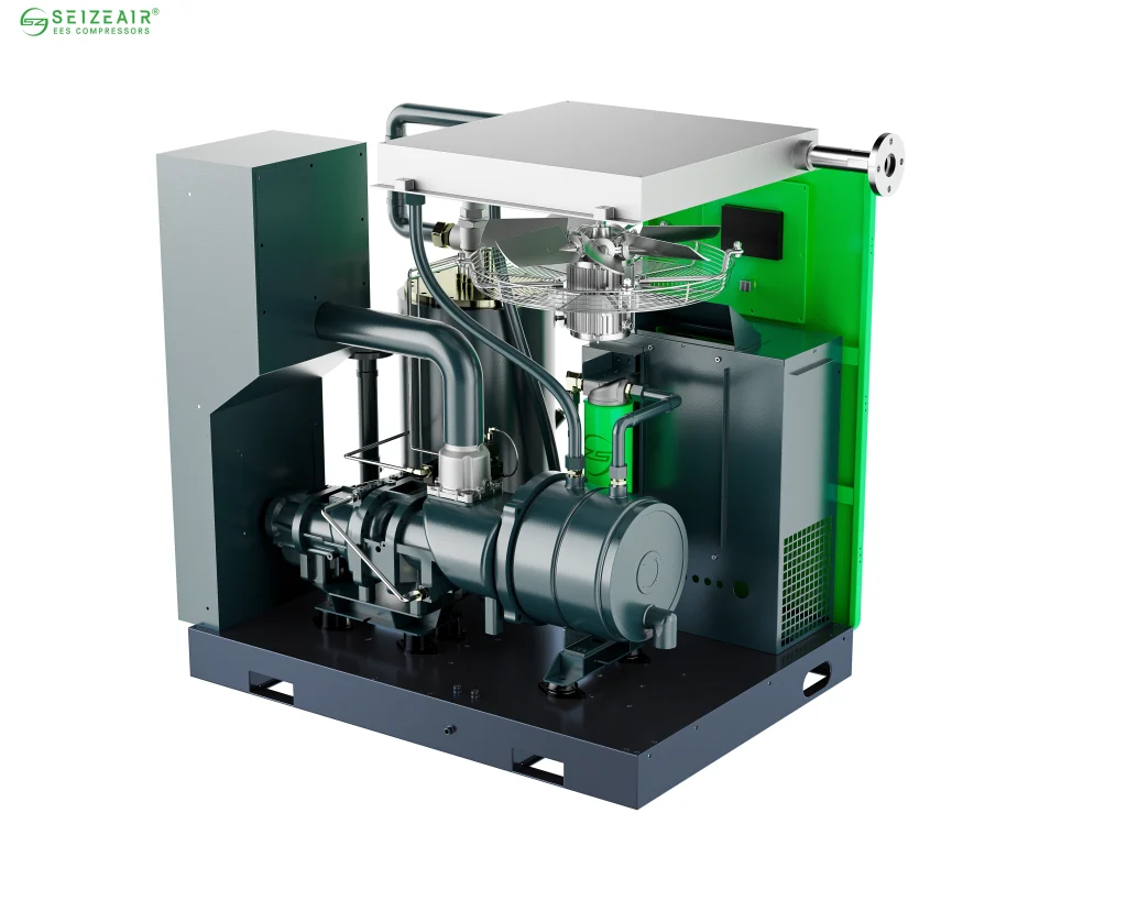 Internal rotor mechanism of a Seize Air screw air compressor