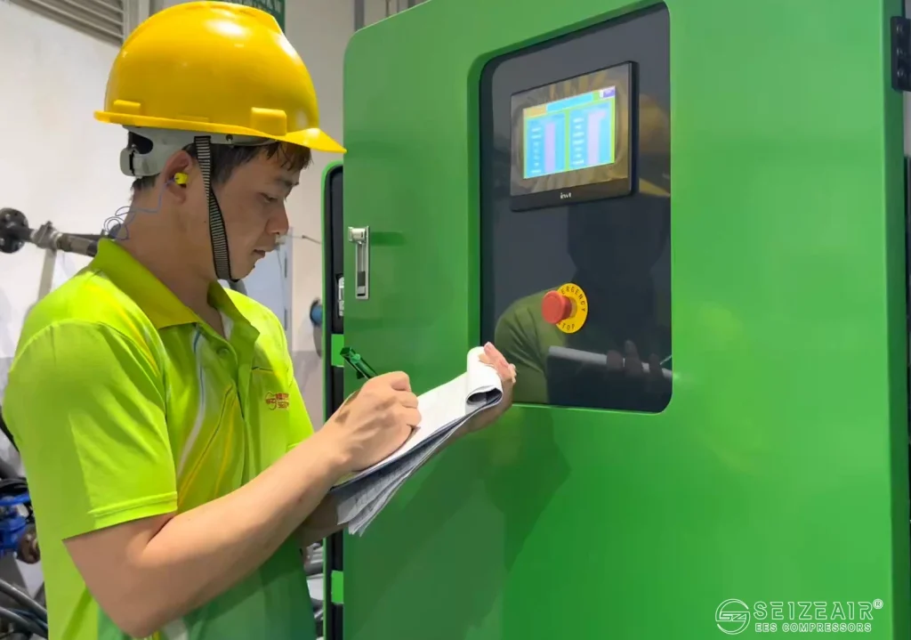 Energy-saving VSD screw air compressor with control panel display