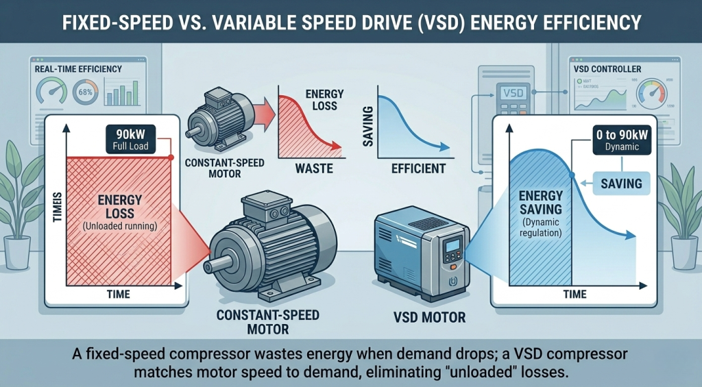 fixed-speed-vs-vsd-industrial-air-compressor-energy-saving-seize-air