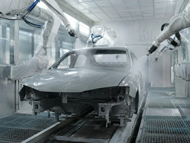 Silicon-free oil-free compressor for robotic spray painting