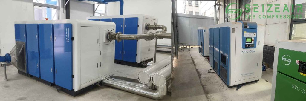 Oil-free-screw-air-compressor-delivering-Class-0-air-for-food-and-pharma-production-line-seize-air