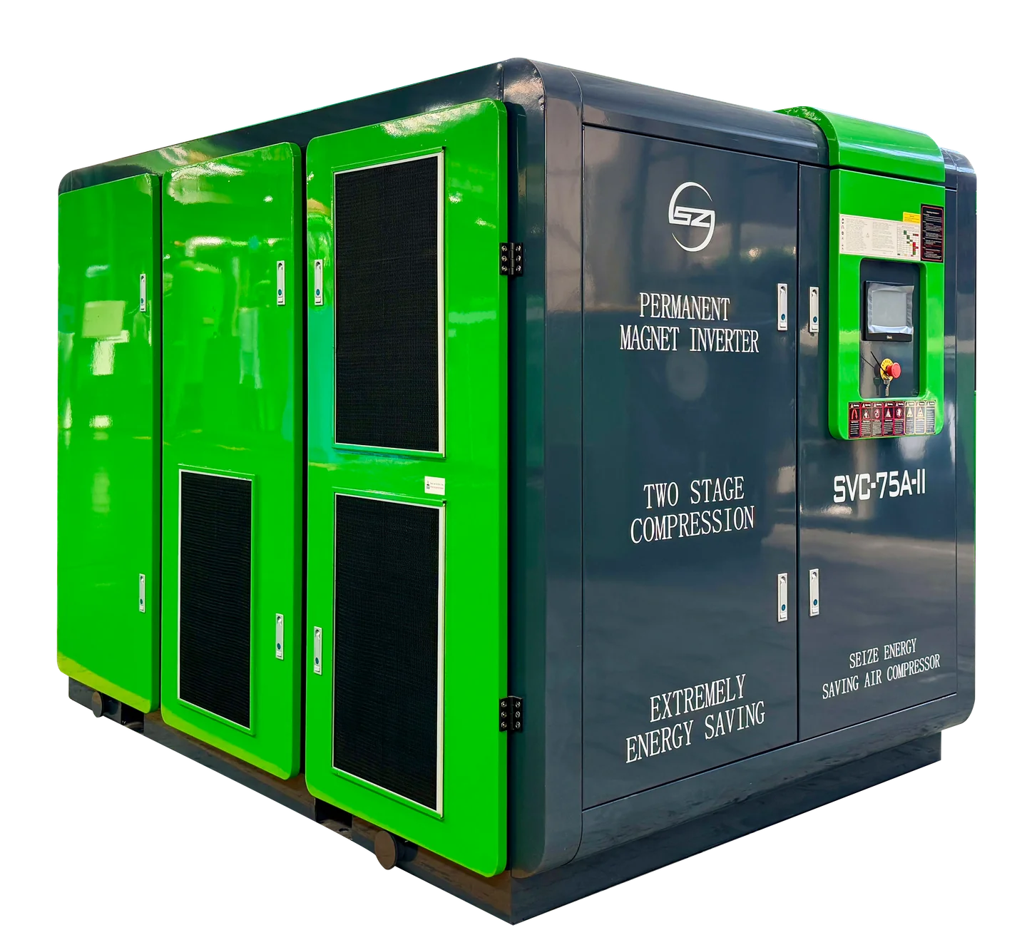 SEIZE AIR SVC-75A-II screw air compressor with its control panel visible
