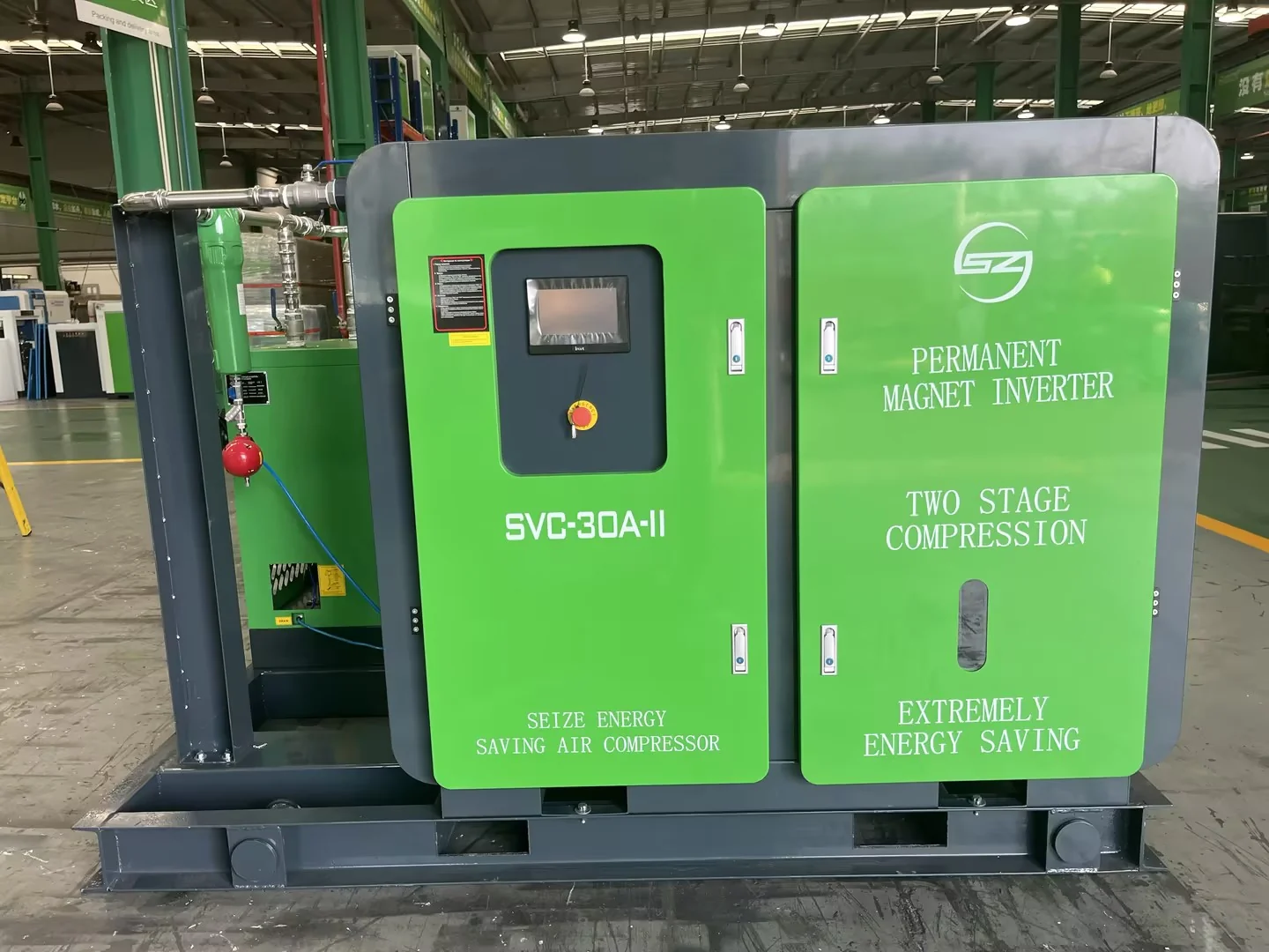 SEIZE AIR SVC-30A-II compressor assembly with air-treatment equipment on its frame